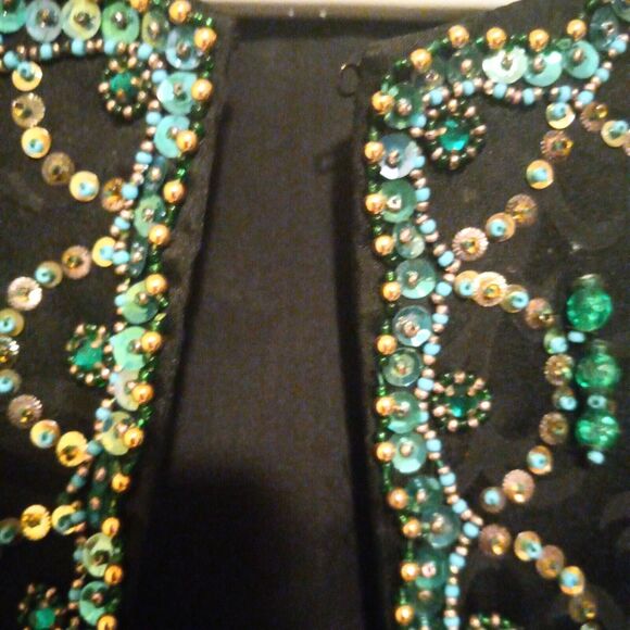 Vintage Gene Shelly Silk Blend Jacket-Small-Hand Beaded-Rhinestone-Lined-1950s - Picture 4 of 9